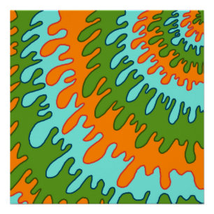 Poster Trippy Green Orange Liquid Dripe Motif Y2K