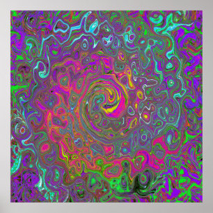 Poster Trippy Hot rose Abstrait Retro Liquid Swirl