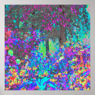 Poster Trippy Lime Green et Purple Garden Sunrise
