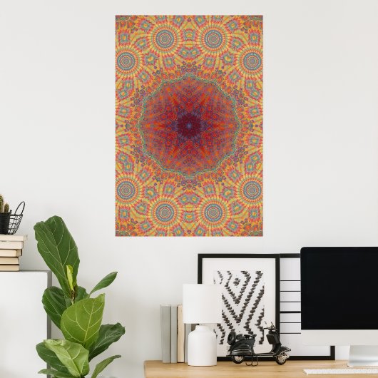Poster Trippy Poster: Psychedelic Radial Artwork (Bureau à domicile)