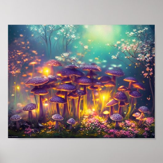 Poster Trippy Psychedelic Magical Champhrooms Art numériq (Devant)