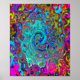 Poster Trippy Sky Blue Abstrait Retro Liquid Swirl