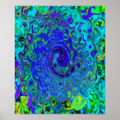 Poster Trippy Violet Bleu Abstrait Retro Liquid Swirl (Devant)