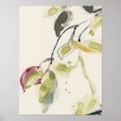 Poster Triptyque de branche feuille aquarelle (Devant)