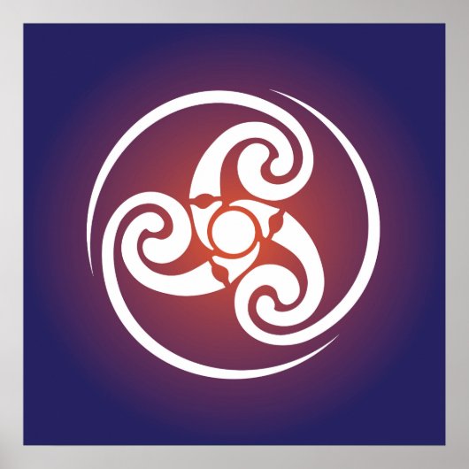 Poster Triskele, Triple Spiral, Symbole Triskelion Celtic (Devant)