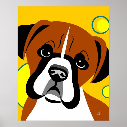 Poster Triste face Boxer Dog Art (Devant)