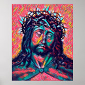 Poster Triste Jésus Christ Face à la couronne Thorn Art A (Devant)