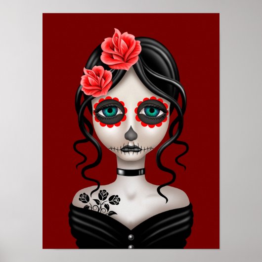 Poster Triste journée de la fille morte sur le rouge (Devant)