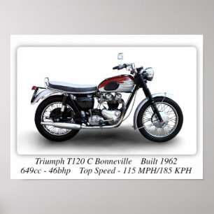 Poster Triumph T120C Bonneville Motorcycle - A3 Impressio