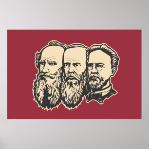 Poster Troïka russe : Tolstoï, Dostoïevski, Chekhov