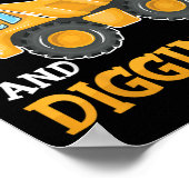 Poster Trois 3ans 3e anniversaire Construction Boy 3 ans  (Coin)