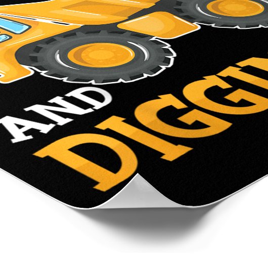 Poster Trois 3ans 3e anniversaire Construction Boy 3 ans (Coin)