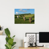 Poster Trois ânes dans une photographie de champ (Bureau à domicile)