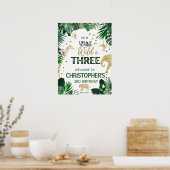 Poster Trois anniversaires de enfants de la jungle sauvag (Cuisine)