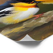 Poster Trois bébés oiseaux assis sur une branche (Coin)