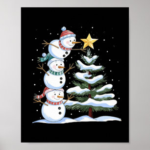 Poster Trois bonshommes de neige arrangent un arbre de No