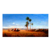 Trois cavaliers galopant à travers une plaine