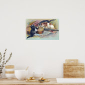 Poster Trois chatons et une guitare Illustration Vintage (Cuisine)