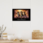 Poster Trois chatons mignons aux fleurs roses (Cuisine)