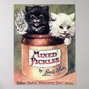 Poster Trois chats dans un pot de confiture, Louis Wain