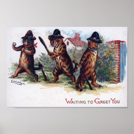 Poster Trois chats gingembre, Louis Wain (Devant)