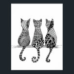 Poster Trois chats noirs et blancs Imprimer<br><div class="desc">Cette forme d'art est un moyen facile à apprendre, relaxant et amusant de créer de belles images en dessinant des motifs structurés. Presque n'importe qui peut l'utiliser pour créer de belles images. Il augmente la concentration et la créativité, apporte une satisfaction artistique et un sentiment accru de bien-être personnel. Il...</div>