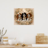 Poster Trois chiots Cavalier King Charles Spaniel ensembl (Cuisine)