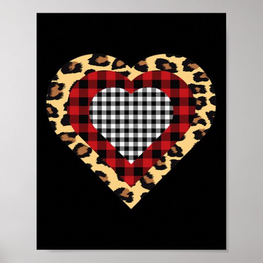 Poster Trois Coeurs Buffalo Leopard Plaid Valentine's Day (Devant)