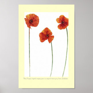 Poster Trois coquelicots
