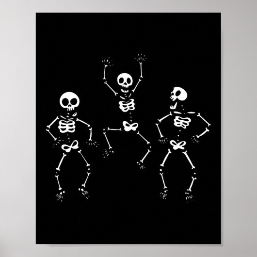 Poster Trois Dansons Drôle Skeletons Halloween (Devant)
