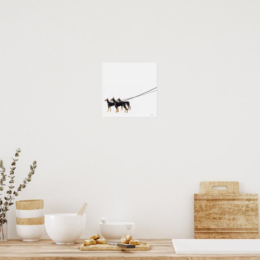 Poster Trois Dobermans en laisse (Cuisine)
