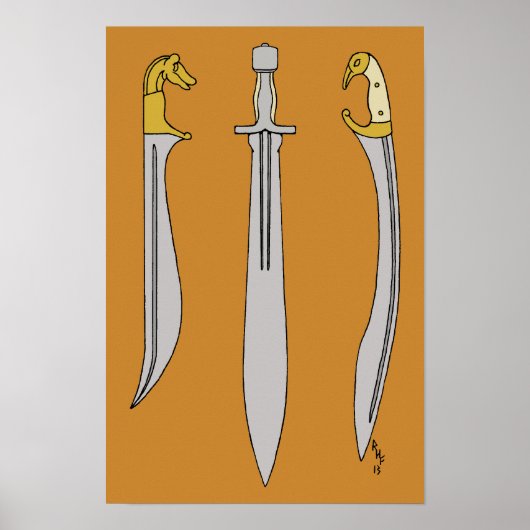 Poster Trois épées grecques antiques (Devant)