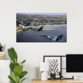 Poster Trois Faucons F-16 volent en formation (Bureau à domicile)