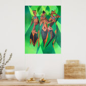 Poster Trois Femmes Noires Traditionnelles Ethniques Dans (Cuisine)