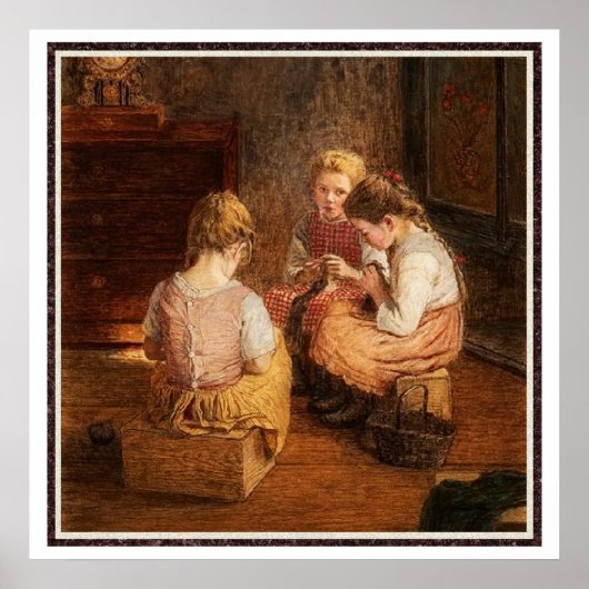 Poster Trois filles Tricots par Walter Firle (Devant)