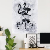 Poster Trois flamants rose et blanc aquarelle (Bureau à domicile)