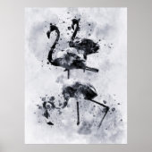 Poster Trois flamants rose et blanc aquarelle (Devant)
