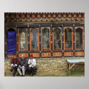 Poster Trois hommes sont assis sur un banc au Memorial Ch