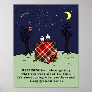 Poster Trois Labradors au chocolat Famille et Ciel étoilé