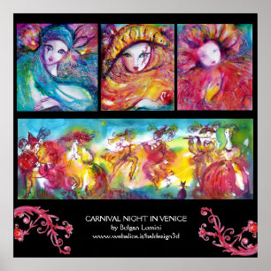 POSTER TROIS MASQUES ET NUIT CARNAVALE À VENISE