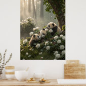 Poster Trois mignons Pandas (Cuisine)
