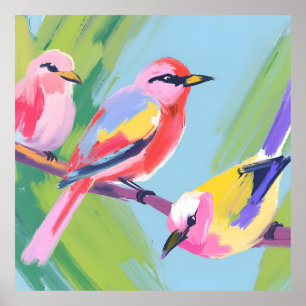Poster Trois oiseaux