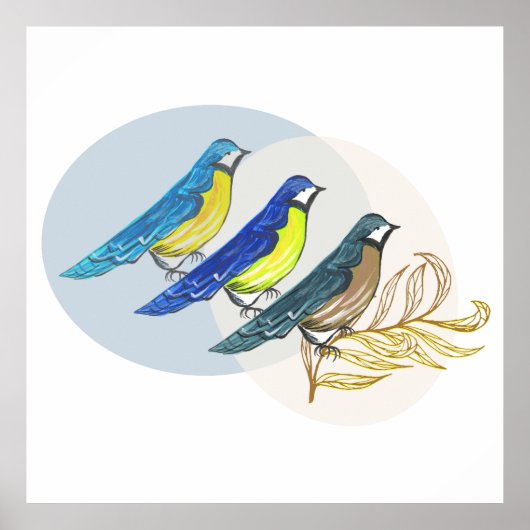 Poster Trois oiseaux (Devant)