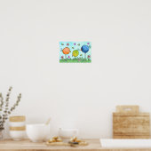 Poster Trois oiseaux aquarelles fantaisistes (Cuisine)