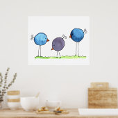 Poster Trois oiseaux aquarelles fantaisistes (Cuisine)