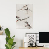 Poster Trois oiseaux perchés sur des branches Art fin jap (Bureau à domicile)