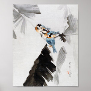 Poster Trois oiseaux sur Branche, Watanabe Seitei