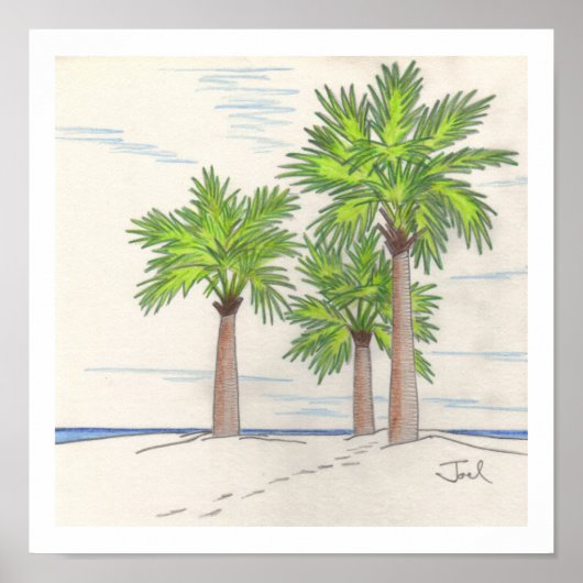 Poster TROIS PALMS (11 po x 11 po) (Devant)