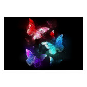 Poster Trois papillons brillants sur l'arrière - plan de (Devant)