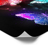 Poster Trois papillons lumineux sur fond de nuit (Coin)